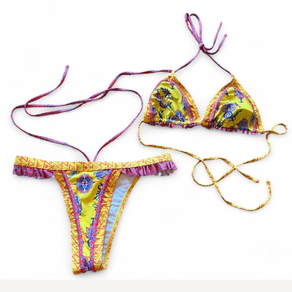 Yellow and Pink Bikini Set